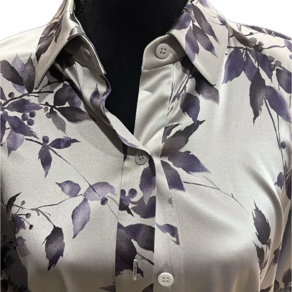 Linda Allard Ellen Tracy Silk Floral Women's Blouse - Picture 1 of 4